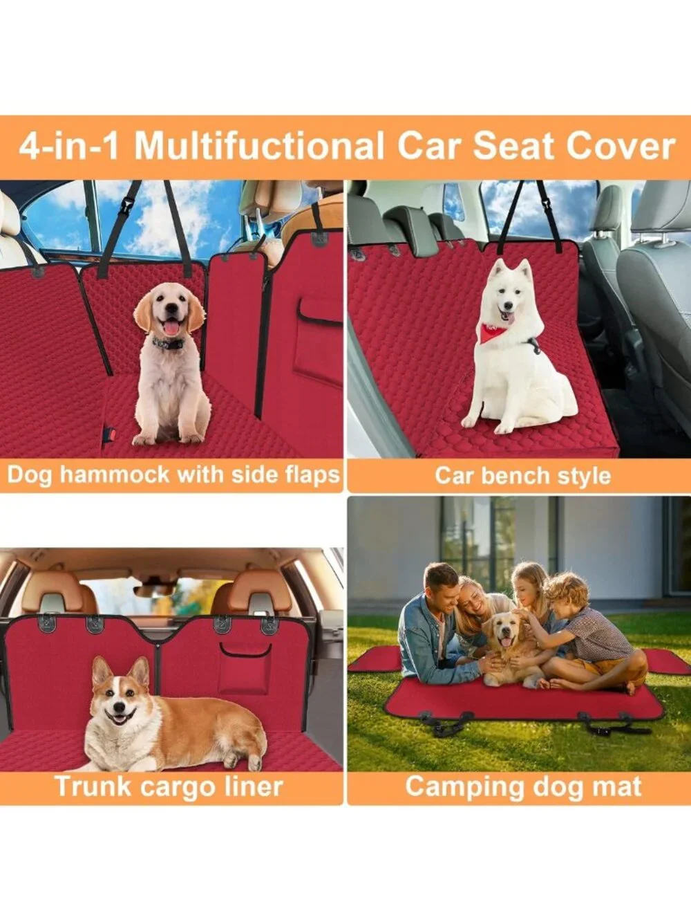 Waterproof Dog Car Seat Cover | Heavy Duty, Scratch-Resistant, Nonslip | Fits